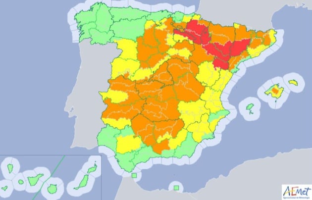 Alertas meteorológicas para el sábado 29 de junio.