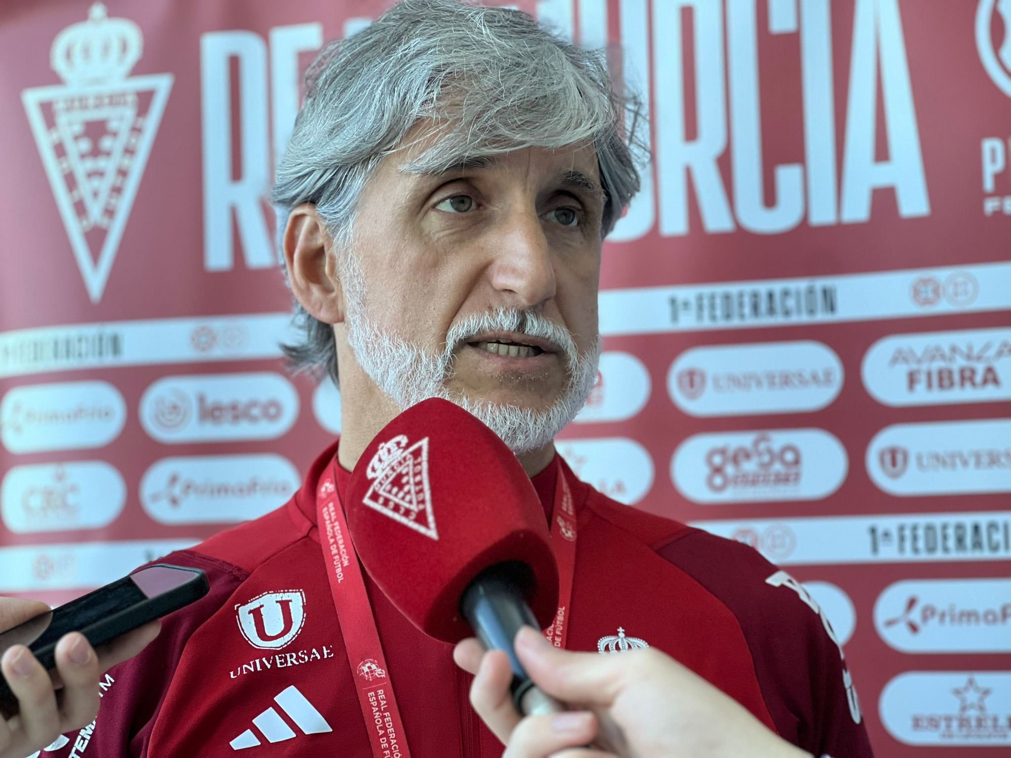 Pablo Alfaro en la previa de un encuentro con el Real Murcia. Marzo 2024