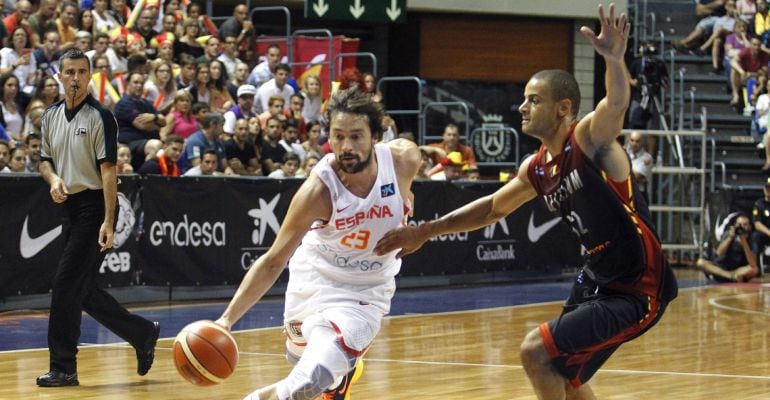 Sergio Llull, durante el amistoso ante Bélgica poco antes de lesionarse