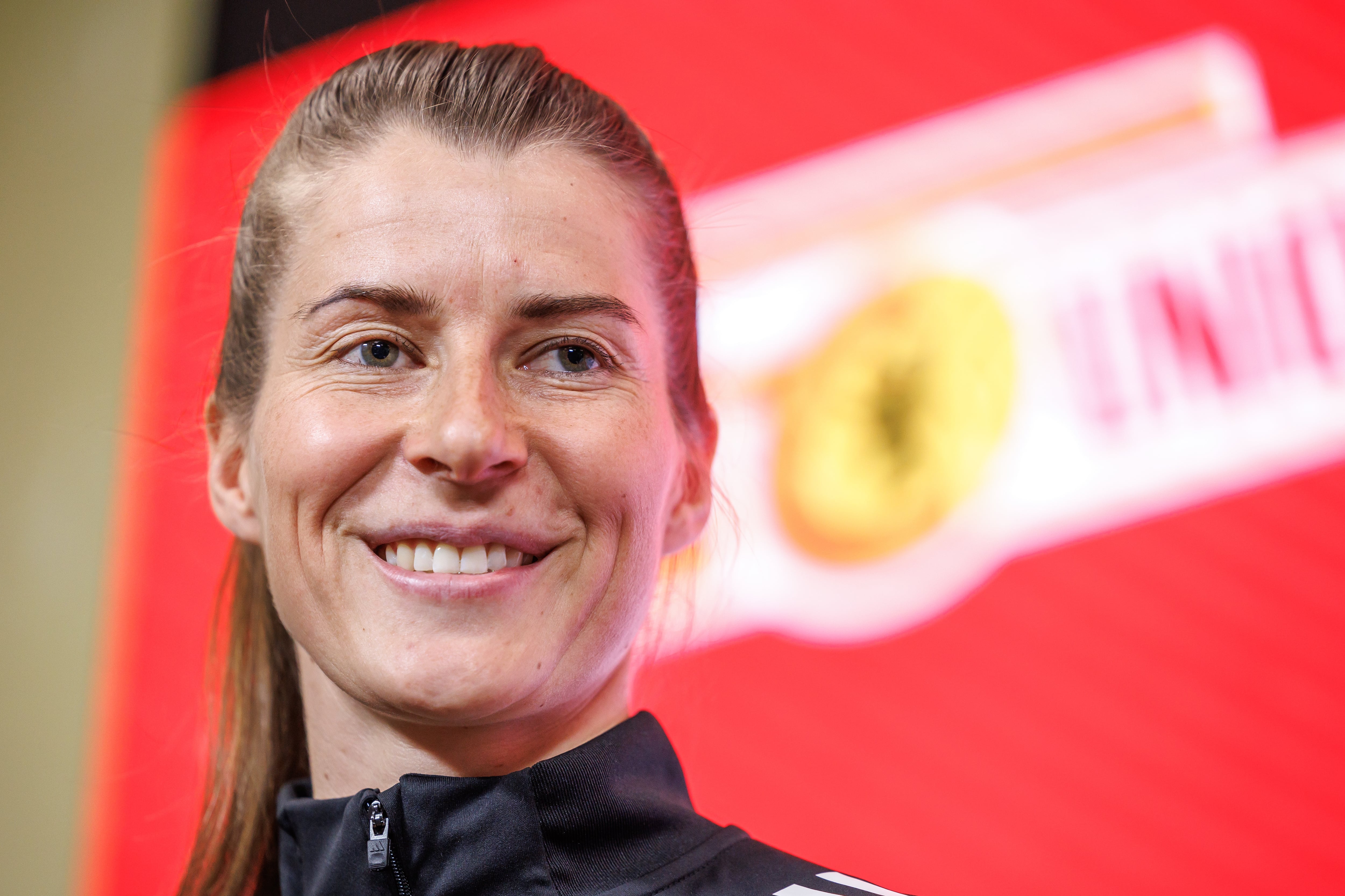 Marie-Louise Eta en rueda de prensa del Unión Berlín