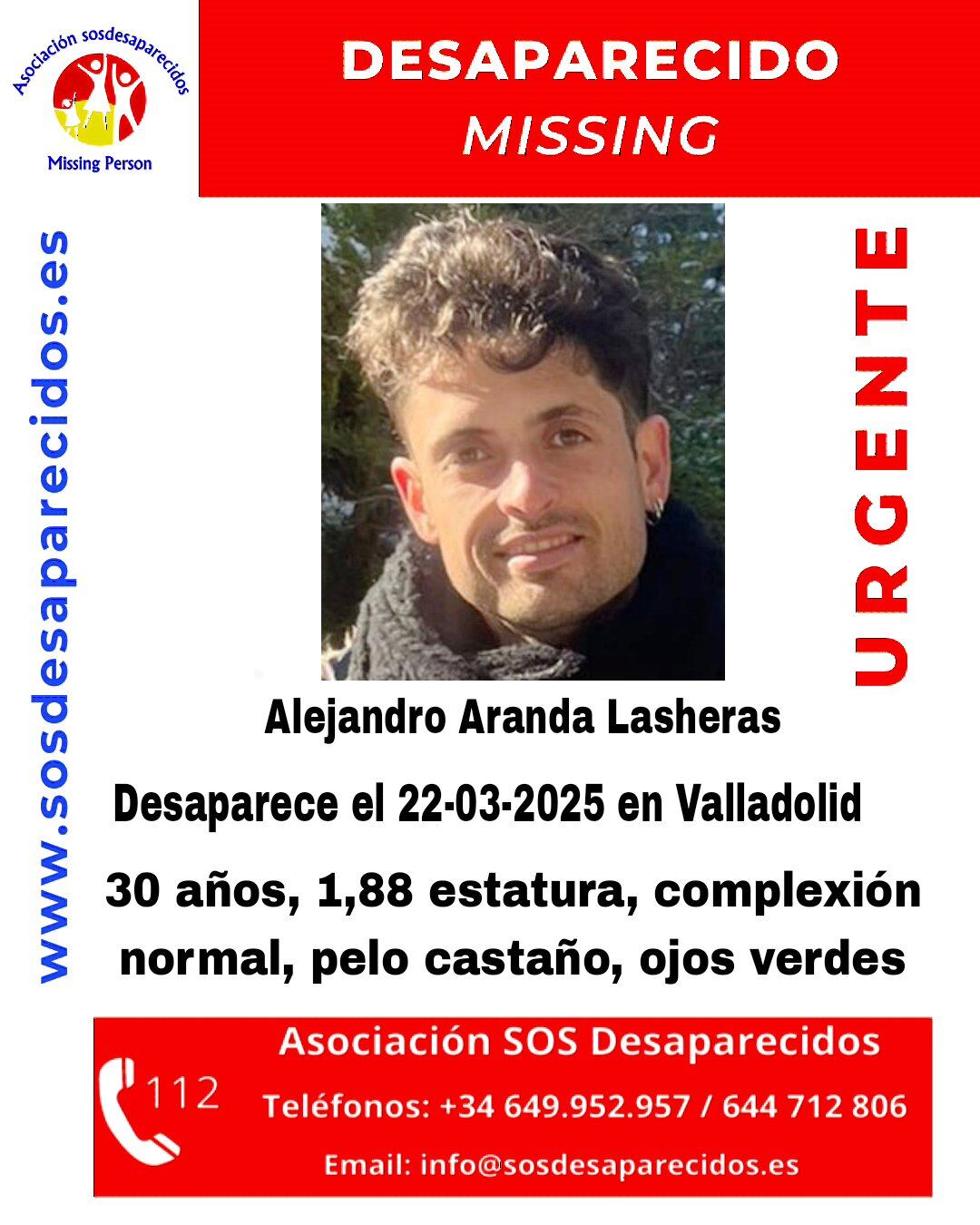 Denuncian la desaparición en Valladolid de un joven de 30 años natural de Alcalá de Moncayo (Zaragoza)