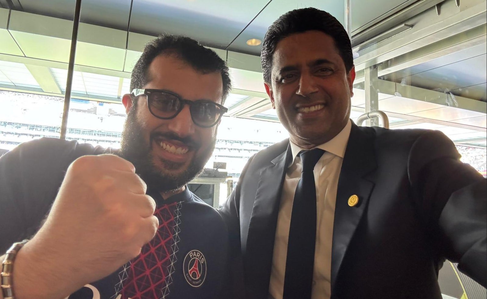 Turki Al-Sheikh y Nasser Al-Khelaïfi celebrando el triunfo del PSG.