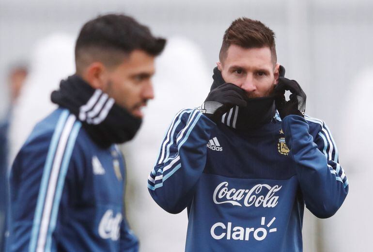 Messi durante el entrenamiento previo al amistoso contra Rusia.