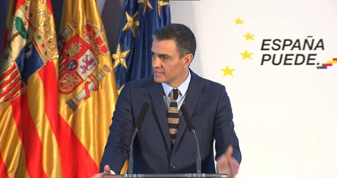 El presidente del Gobierno, Pedro Sánchez, presenta el Plan de Recuperación, Transformación y Resiliencia de la Economía Española en el Palacio de Congresos de Zaragoza 