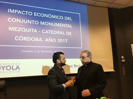 Manuel Alejandro Cardenete y Manuel Pérez Moya en la presentación del Informe sobre el impacto económico de la Mezquita