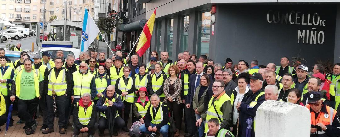 La marcha de los trabajadores de Endesa a su llegada a Miño