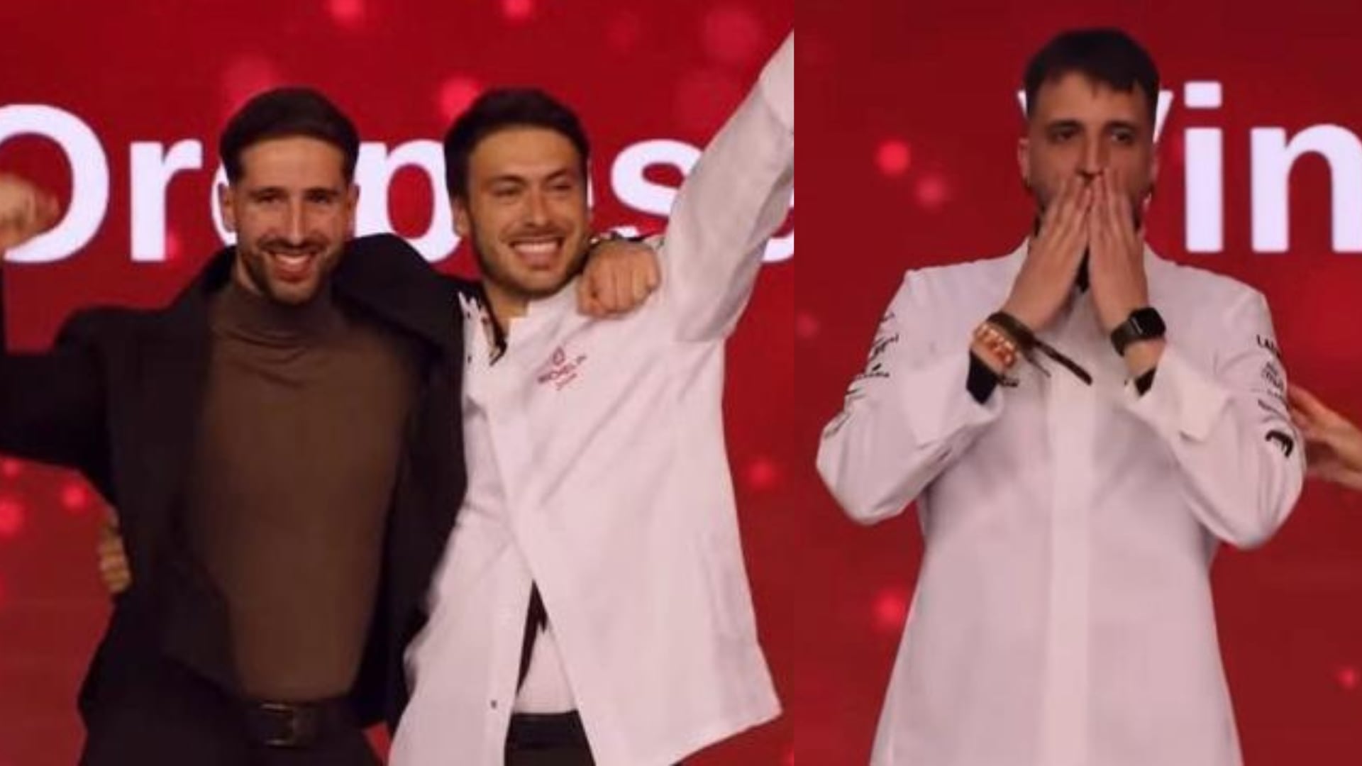 Jorge Lengua y Adrián Peralta (izquierda) y Rubén Miralles (derecha) tras ganar su primera estrella Michelín