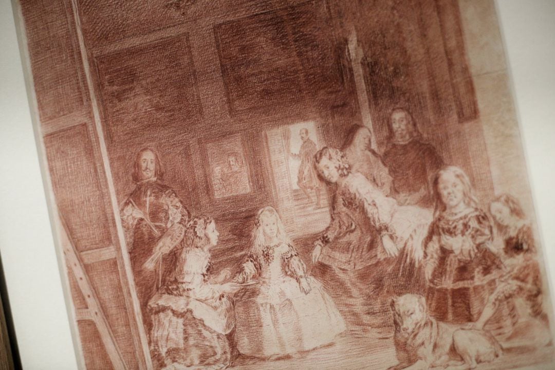 Pintura de las Meninas de Velázquez en la exposición  &#039;Dibujos de Goya. Solo la voluntad me sobra&#039; 