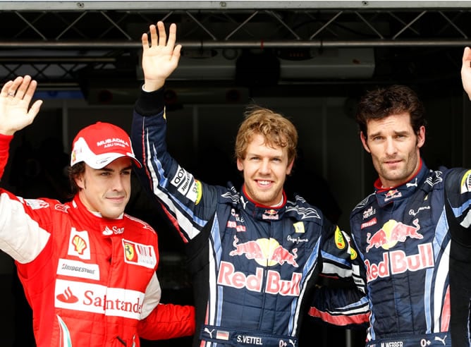 Alonso, Vettel y Webber tras la clasificación del Gran Premio de Hungría