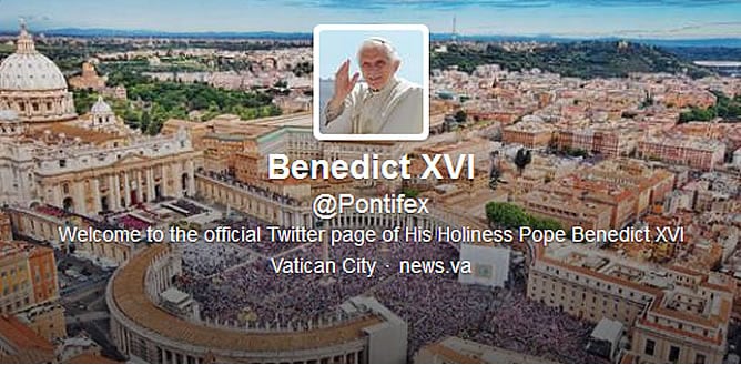 Imagen de perfil de la cuenta de Twitter oficial de Benedicto XVI, presentada oficialmente el 3 de diciembre.