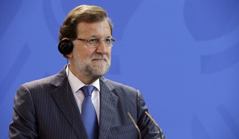 El presidente del Gobierno español, Mariano Rajoy, durante la rueda de prensa que ofreció junto a la canciller alemana, Angela Merkel.