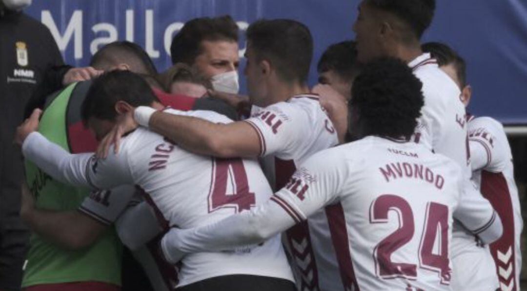 Los jugadores del Albacete celebran un gol esta temporada