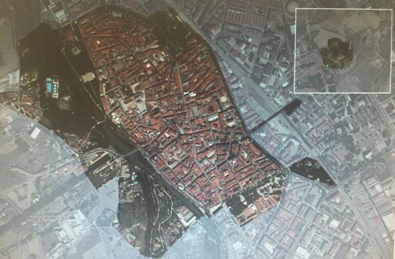 Plano aportado por la Junta para la declaración BIC del Casco Histórico de Palencia incluyendo al cerro del monumento del Cristo del Otero