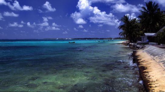 La paradisíaca playa de Tuvalu.