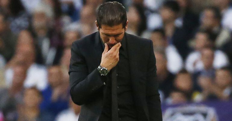 Simeone, durante la vuelta de los cuartos de final de la Champions ante el Real Madrid