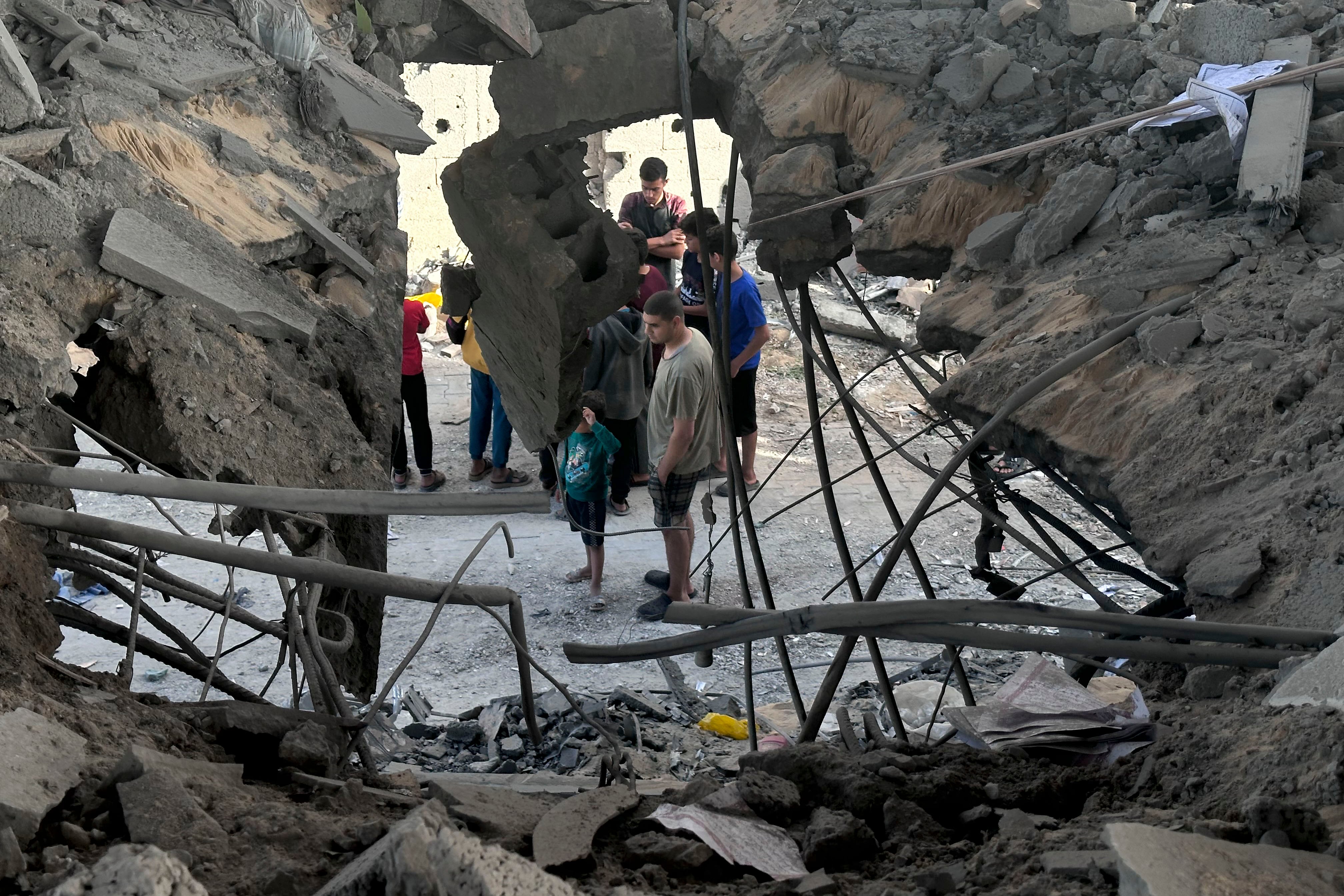 Vista del bombardeo a una casa familiar gazatí en la de fallecieron siete personas. 