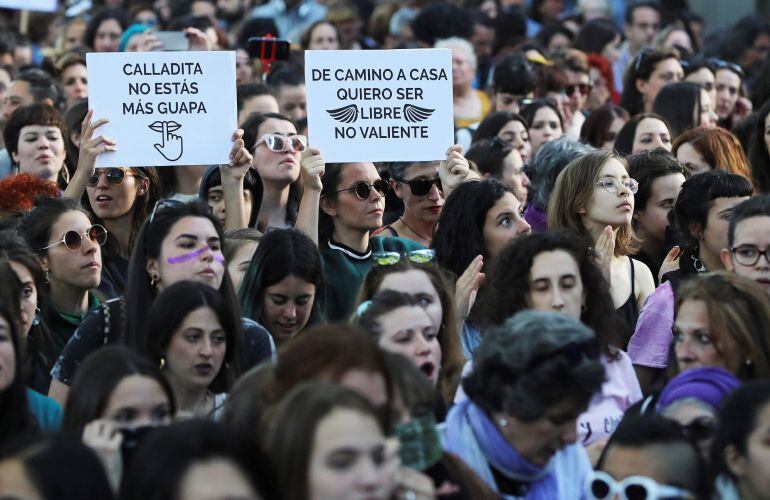 Manifestación feminista en protesta por la sentencia sobre los cinco miembros de La Manada.