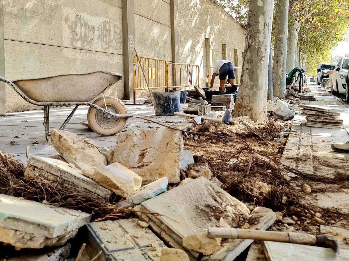 Elda renueva las aceras de la avenida de Ronda para mejorar la accesibilidad y evitar el deterioro del pavimento