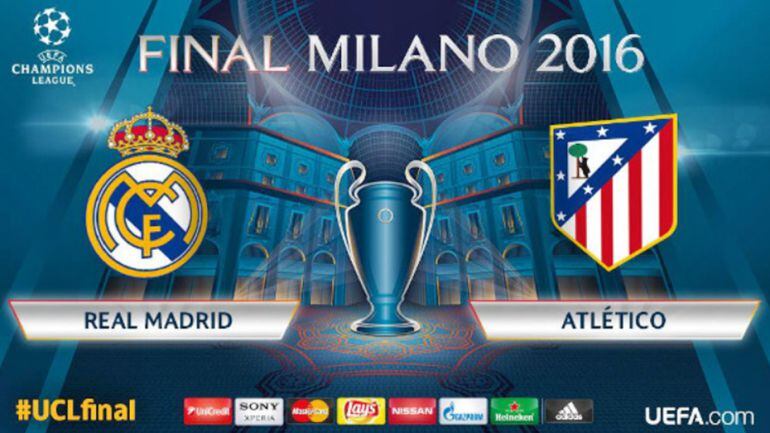 Cartel anunciador de la Final de la Champions Milan 2016