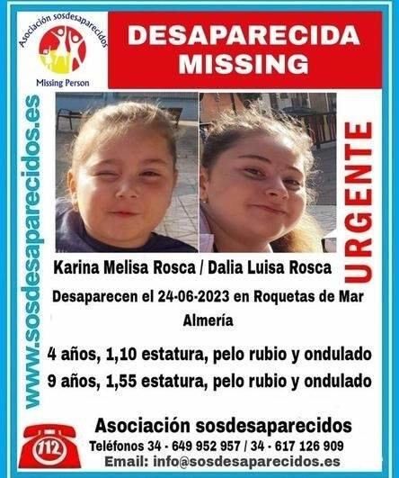 Desaparecidas dos menores de cuatro y nueve años de edad en Roquetas de Mar desde el pasado sábado.