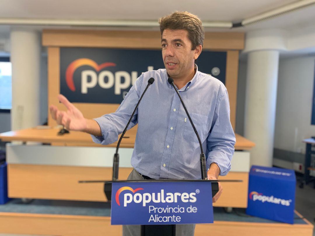 Carlos Mazón en la sede del PP de Alicante