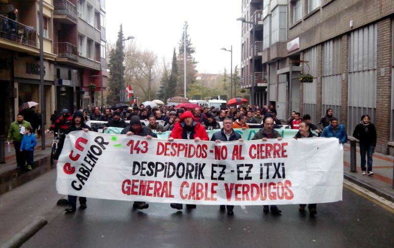 Cabeza de la manifestación convocada el sábado por los trabajadores de Cablenor