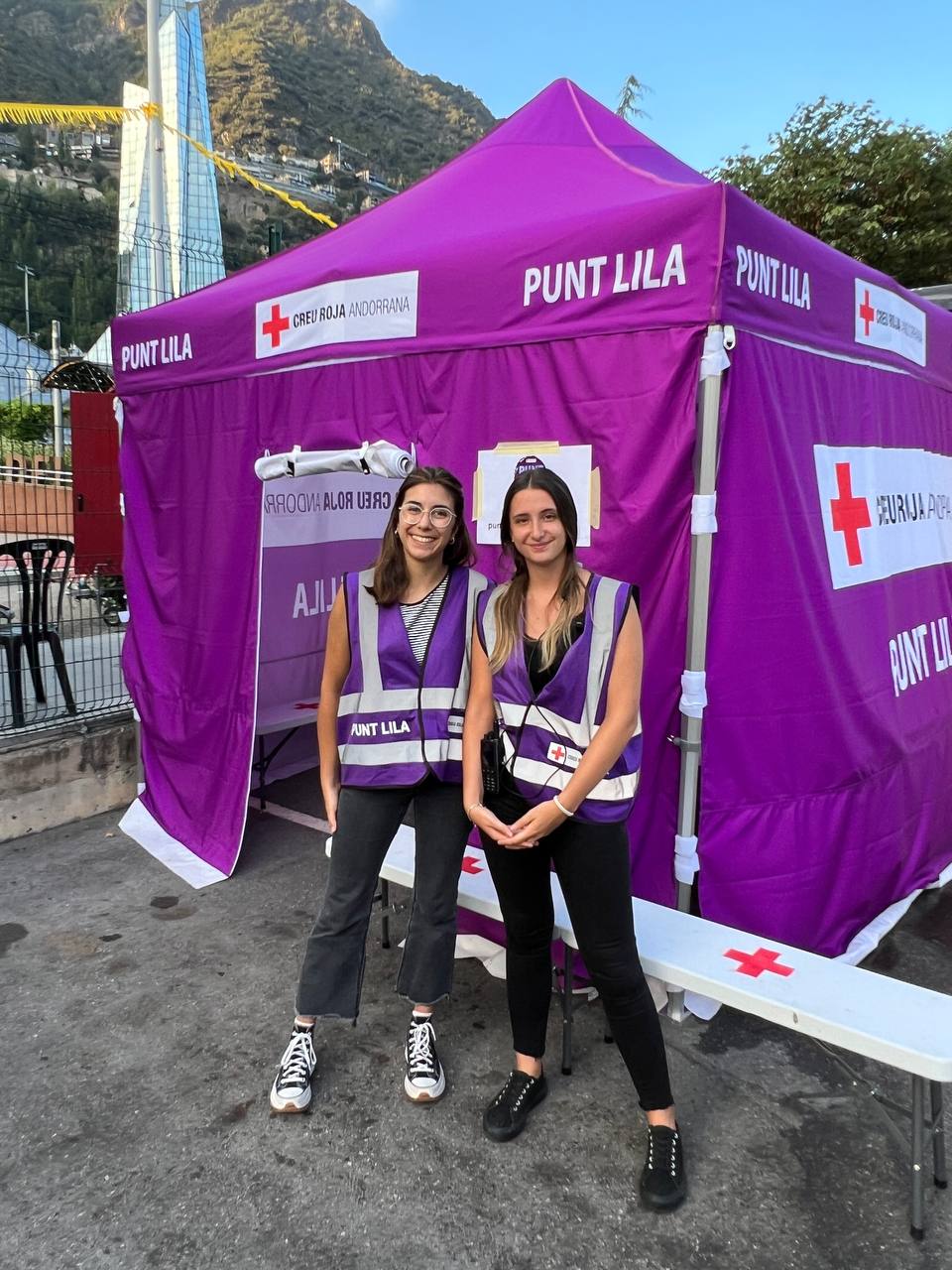 El punt lila de la Creu Roja establert a Escaldes-Engordany durant la Festa Major.