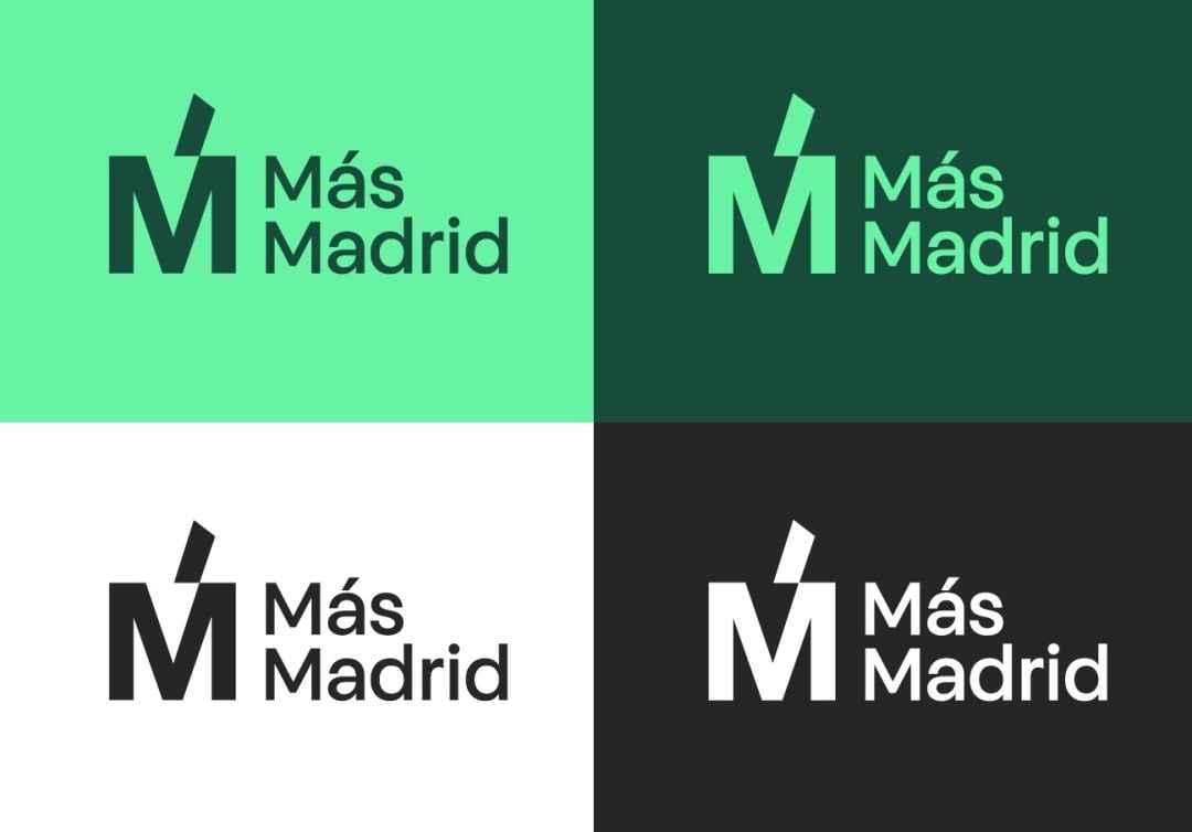 Parte de los logos de Más Madrid, la plataforma con la que Carmena concurrirá a las elecciones