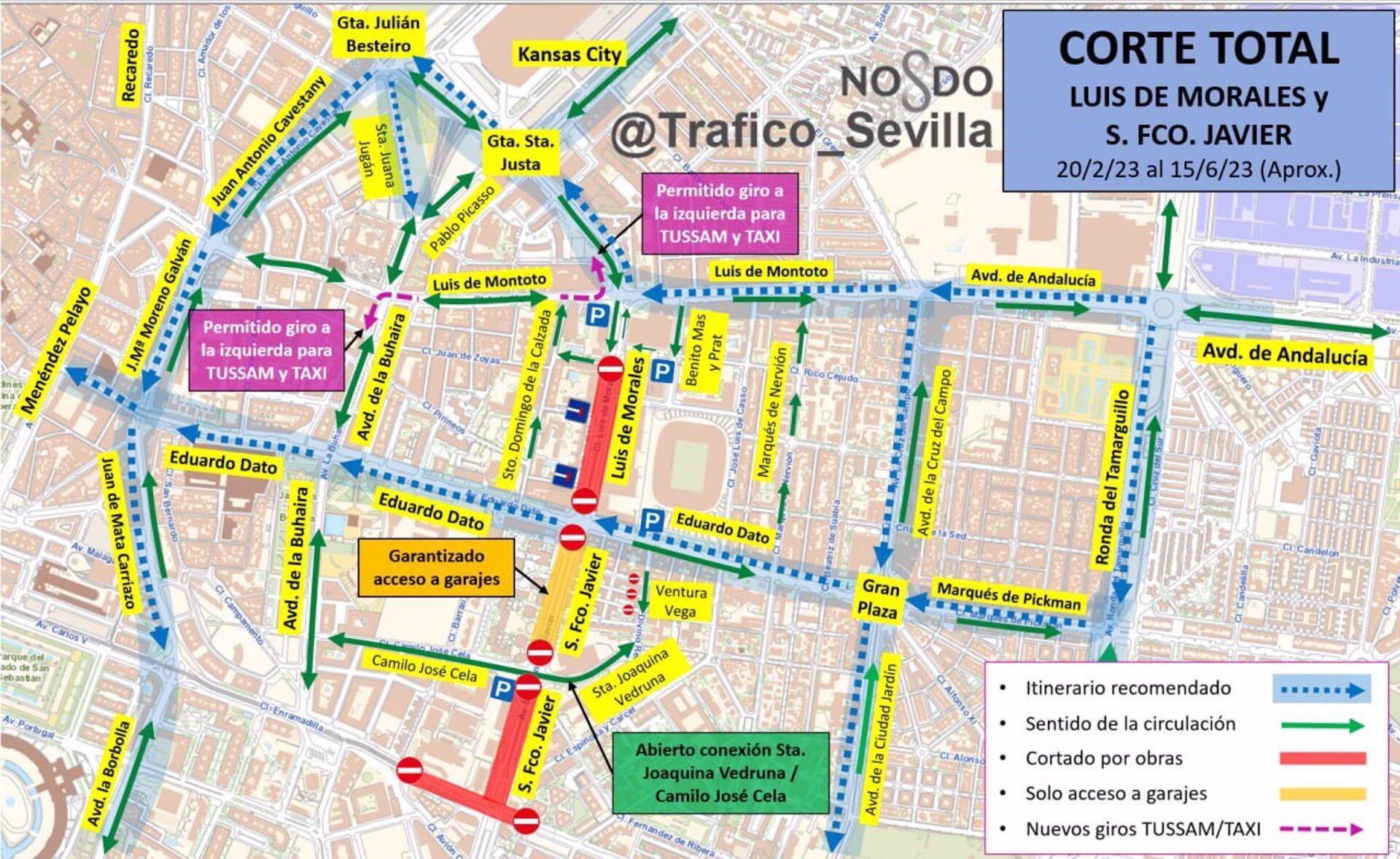 17/02/2023 Plano con los itinerarios alternativos por el corte al tráfico de Luis de Morales.
POLITICA ANDALUCÍA ESPAÑA EUROPA SEVILLA
AYTO.DE SEVILLA
