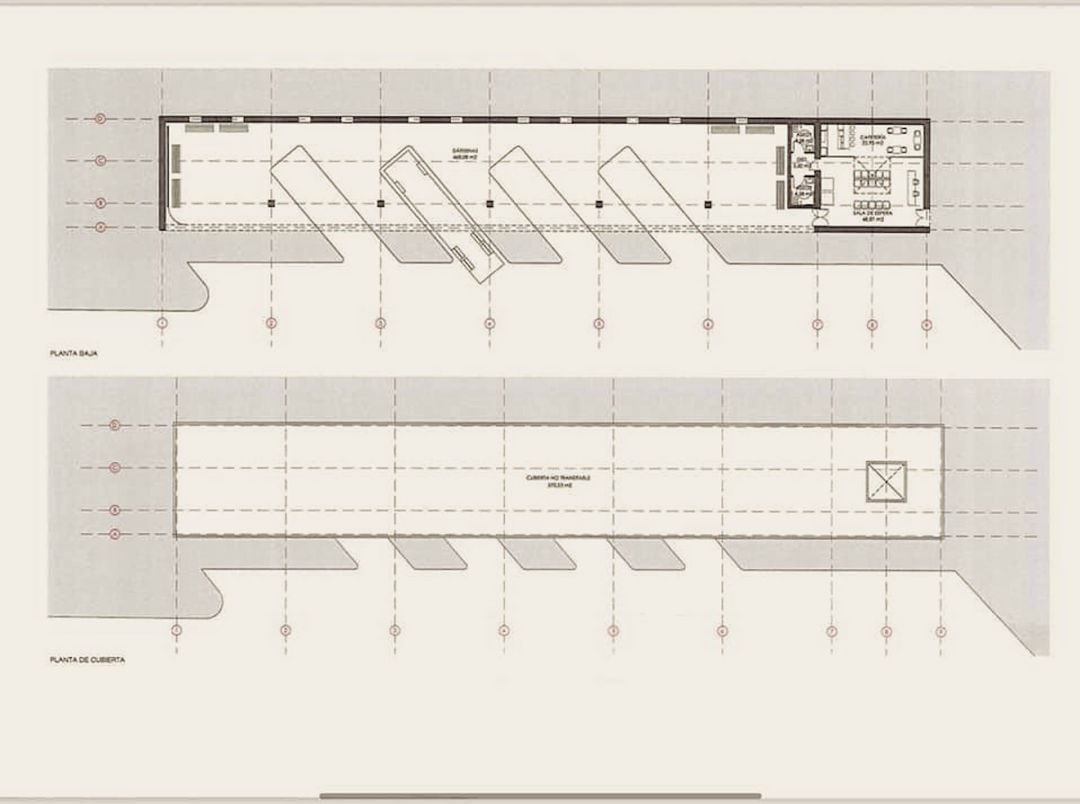 Plano del proyecto de obra para una estación de bus en El Puerto