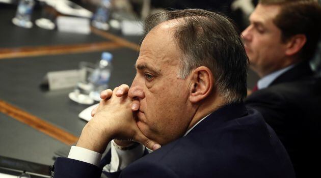 Javier Tebas, durante un acto oficial