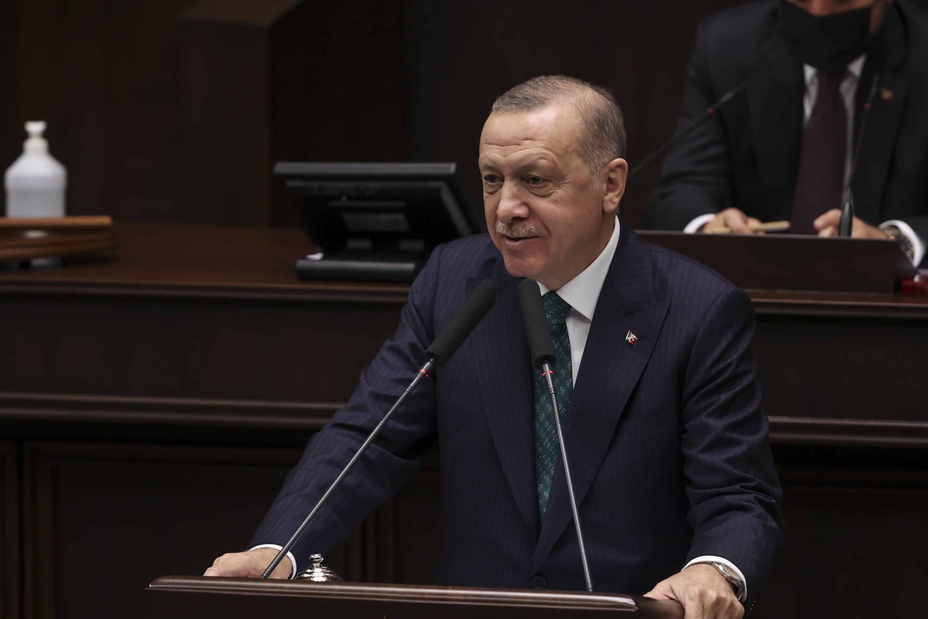 El presidente turco Recep Tayyip Erdogan en la Asamblea Nacional