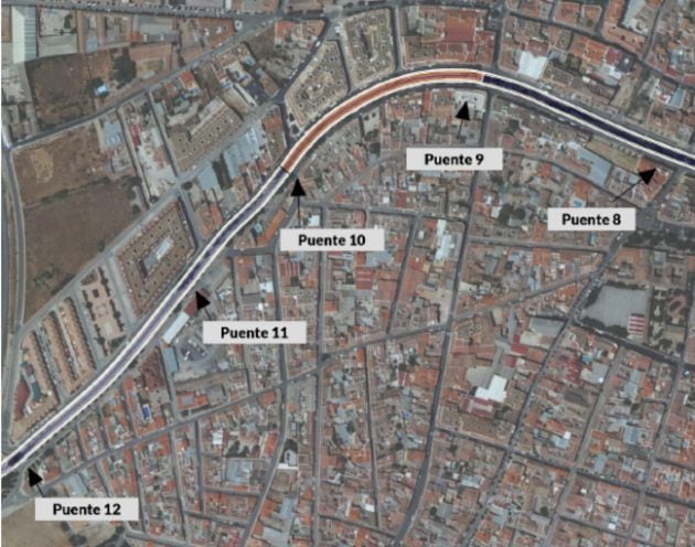 Imagen de los distintos puentes del tramo final del Canal