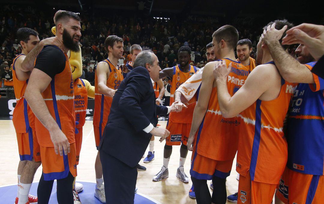 El Valencia Basket celebra su triunfo en la Liga Endesa contra el Iberostar Tenerife 
 ACB PHOTO
 29122019 