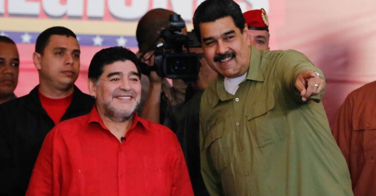 Maradona, en un acto con Maduro la pasada semana