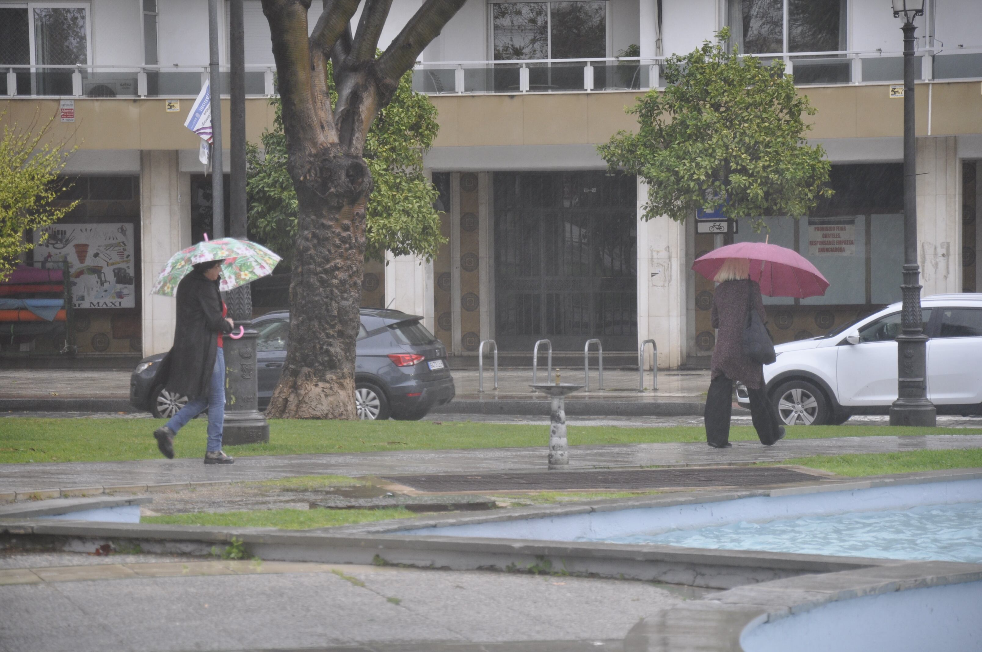 Resguardándose de la lluvia bajo el paraguas