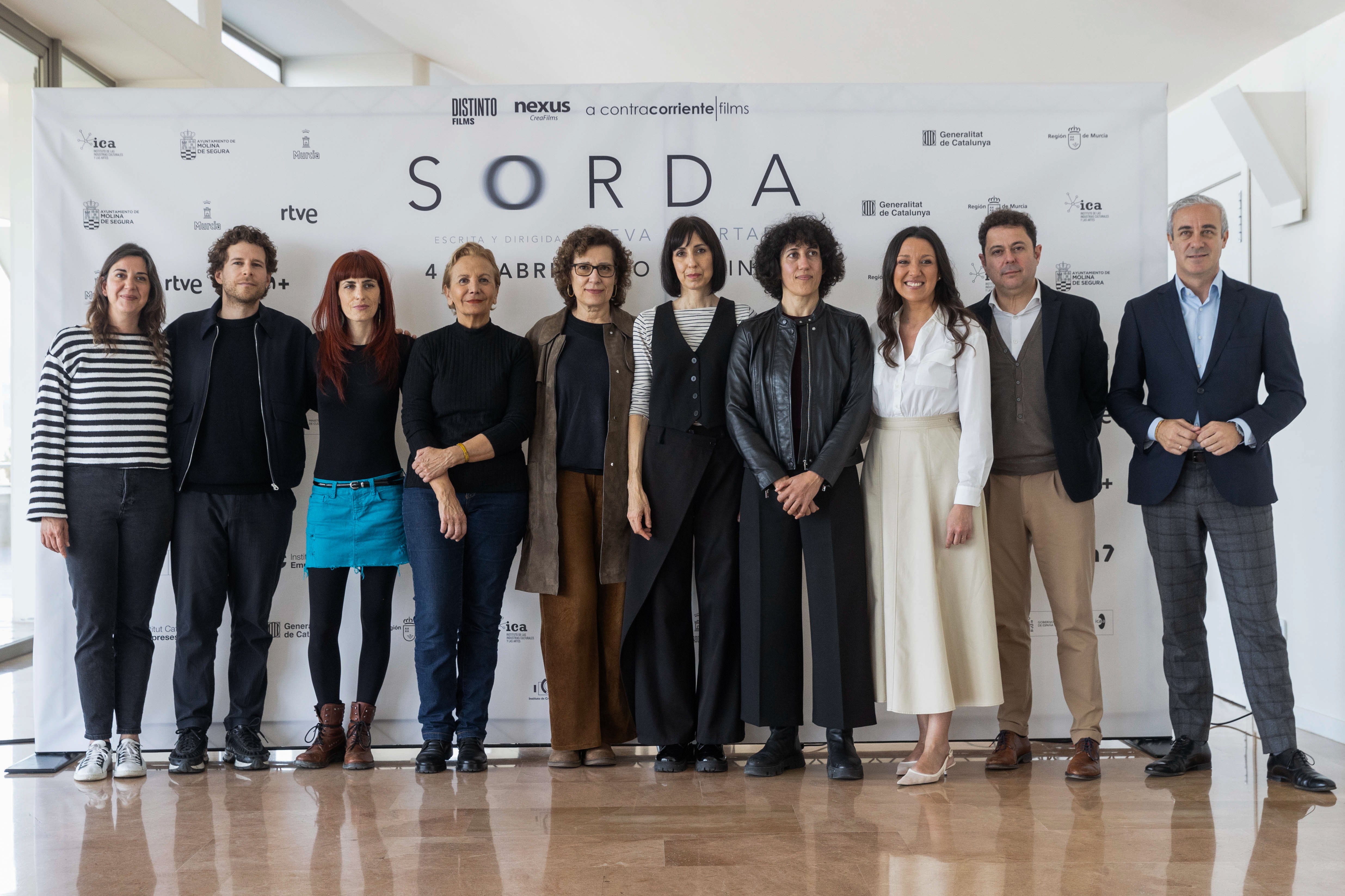 La película Sorda, que se estrena en cines el próximo 4 de abril, ha sido presentada en rueda de prensa en el Auditorio Víctor Villegas de Murcia. EFE/Marcial Guillén