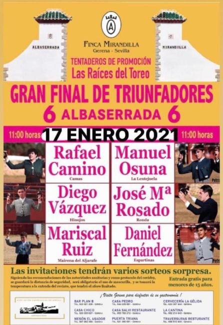 cartel del festejo de este domingo en la Finca Mirandilla