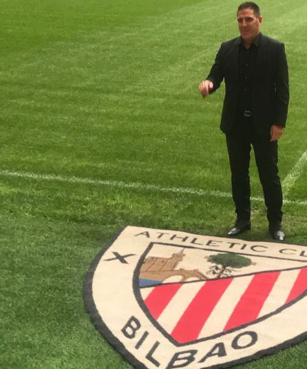 Eduardo Berizzo, durante su presentación como entrenador del Athletic en San Mamés