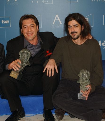 Javier Bardem y Fernando León de Aranoa en los reivindicativos Goya de 2013