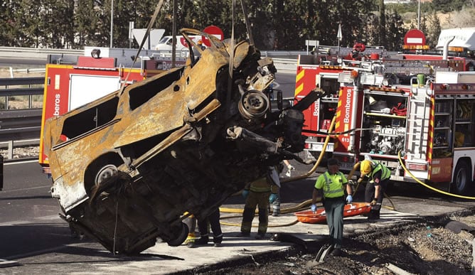Estado en el que ha quedado la furgoneta involucrada en el accidente.