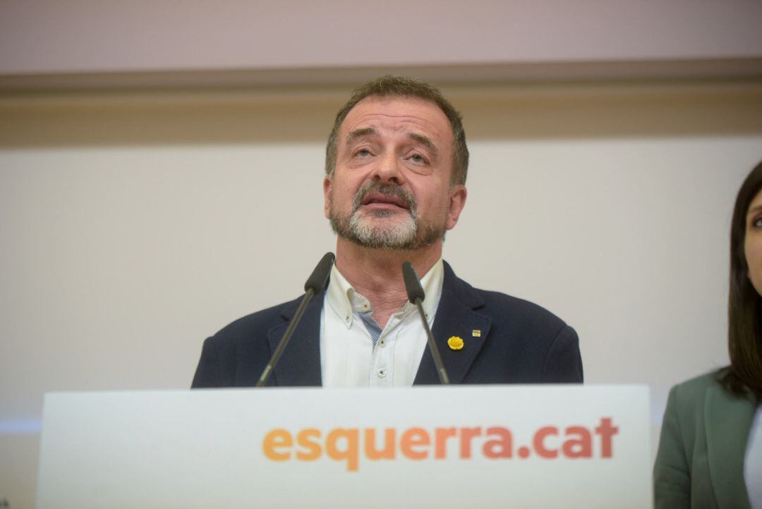 El fins ara conseller d'Exteriors, Alfred Bosch, en roda de premsa a la seu d'ERC
