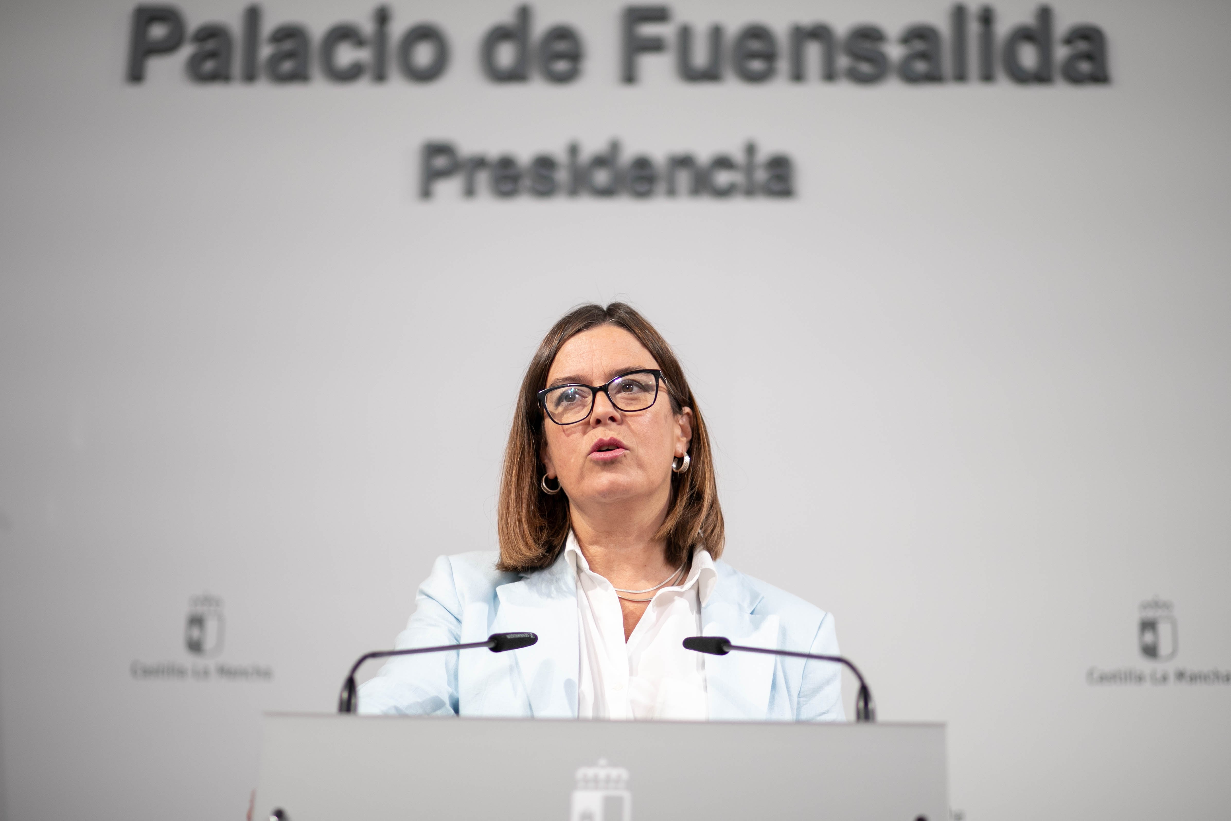 La consejera Portavoz del Gobierno regional, Esther Padilla, comparece en rueda de prensa en el Palacio de Fuensalida, para dar cuenta de los asuntos tratados en el Consejo de Gobierno