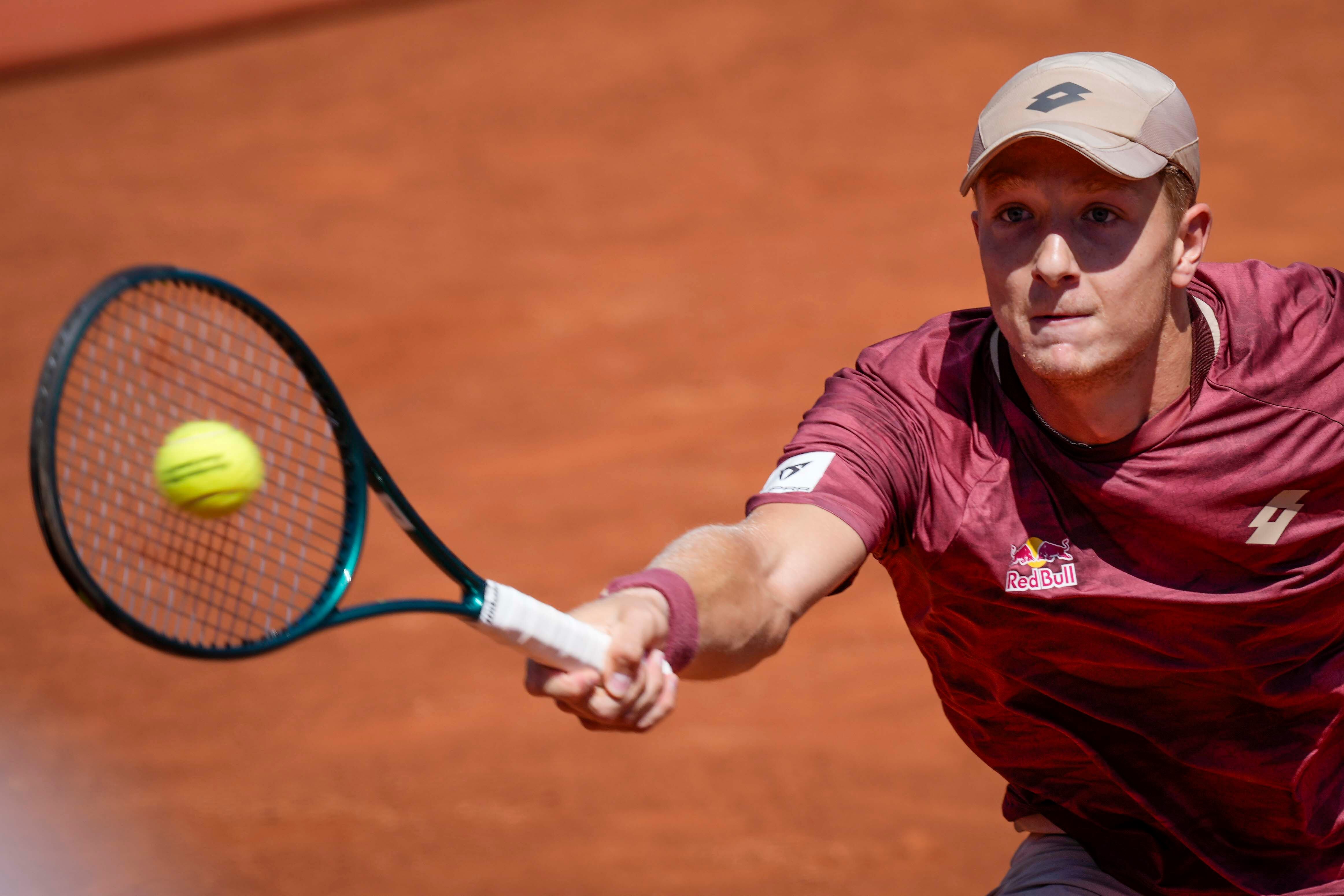 Martín Landaluce, durante su partido ante Lorenzo Musetti en el Conde de Godó