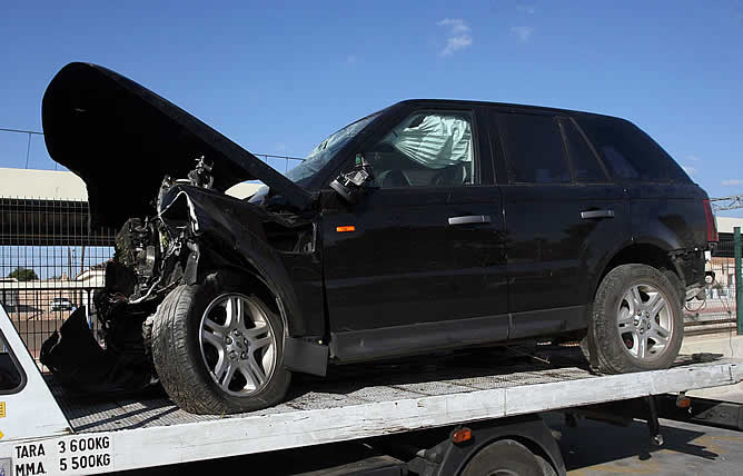 Estado en el que quedó el todoterreno de Guillermo Amor