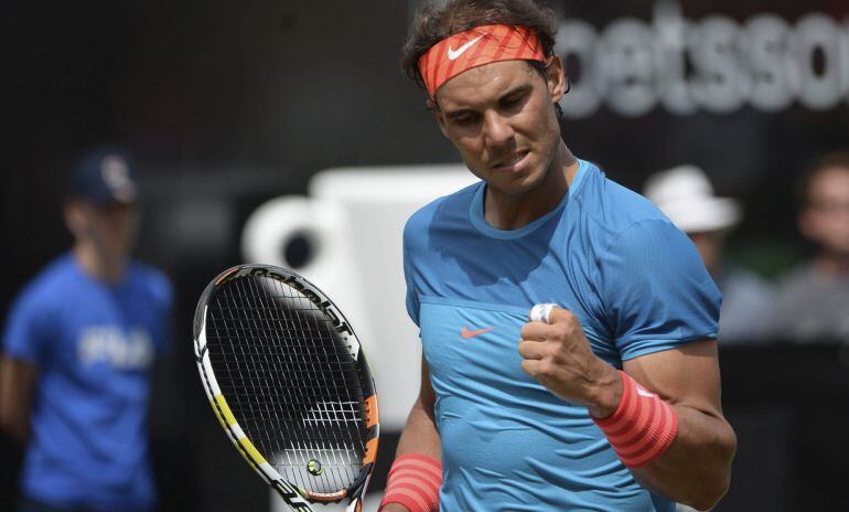 Nadal celebra la victoria ante Tomic