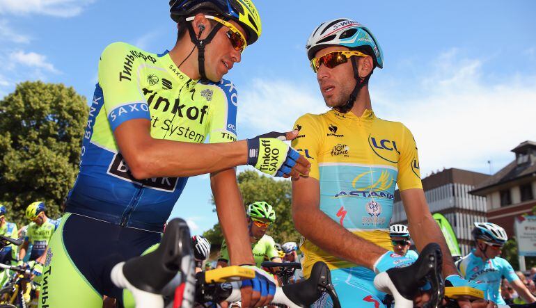 Alberto Contador y Vincenzo Nibali, en el Tour 2014.