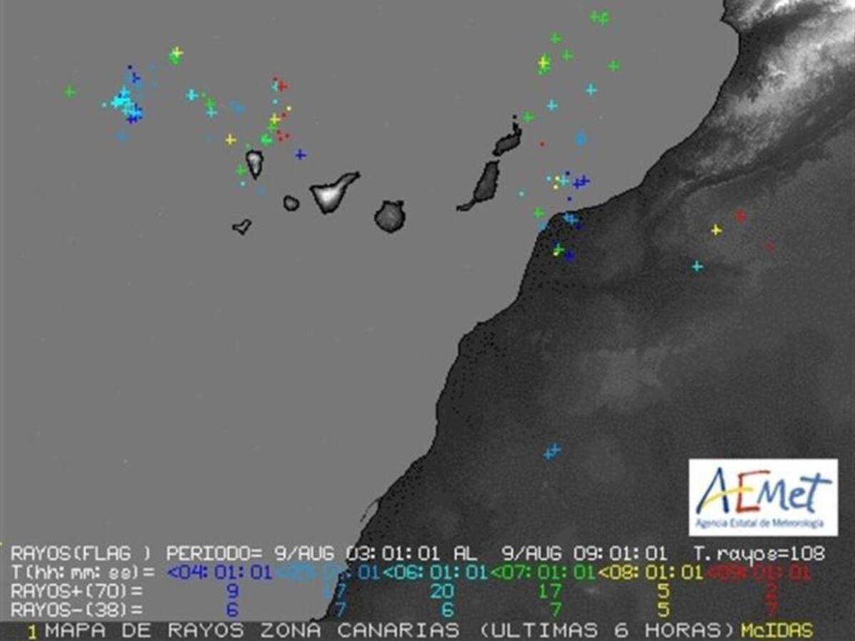 Más de cien rayos en seis horas
