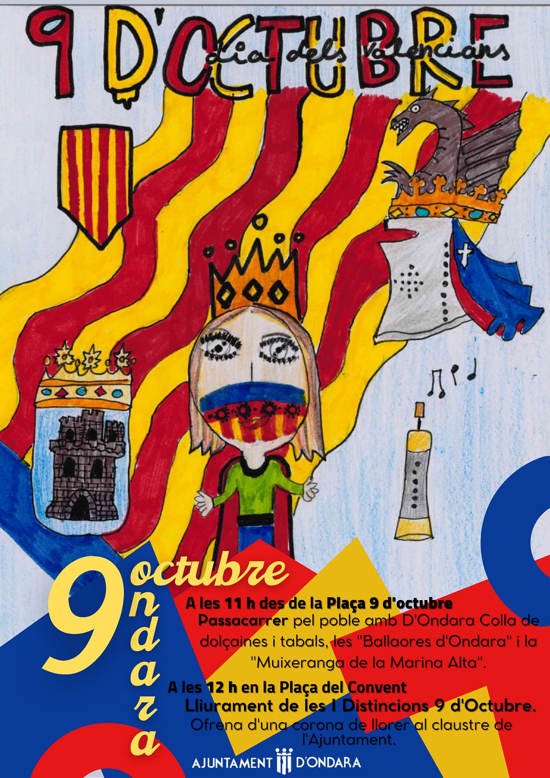 Obra ganadora del I Concurso de Dibujo &#039;Cartel 9 d&#039;Octubre&#039; de Ondara.