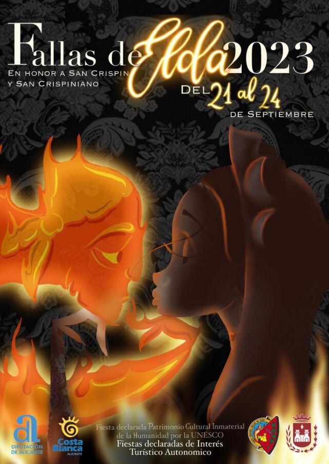 Portada de la revista y cartel de Fallas de Elda 2023